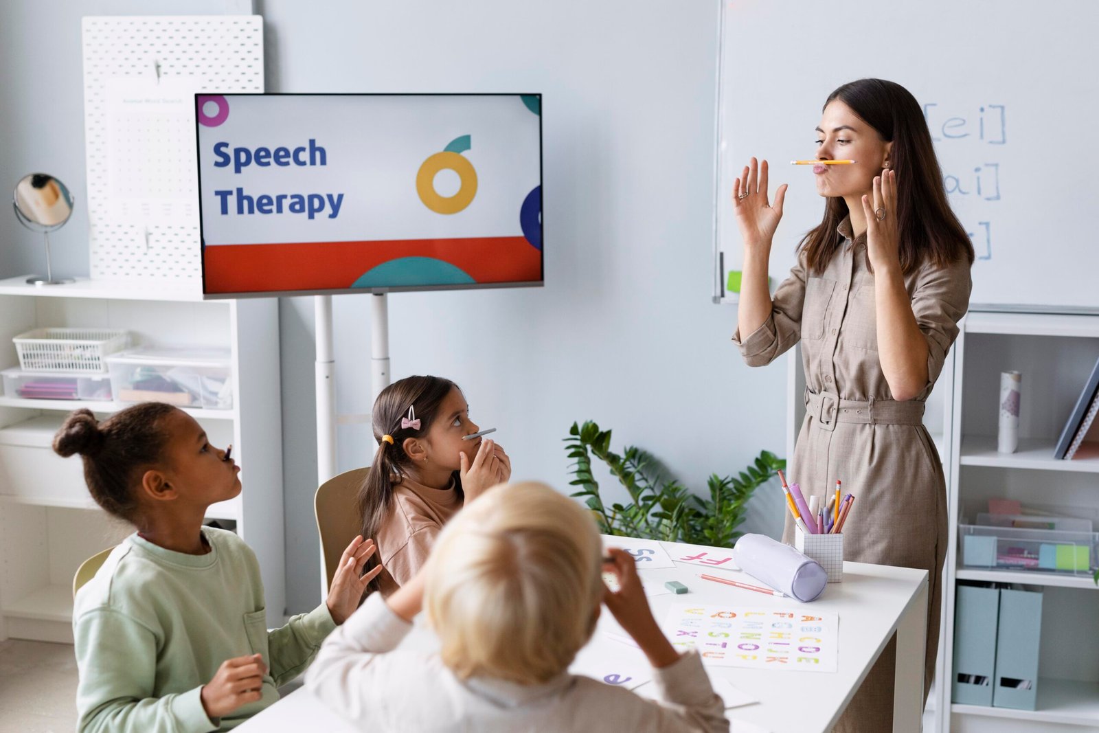 young-woman-doing-speech-therapy-with-kids